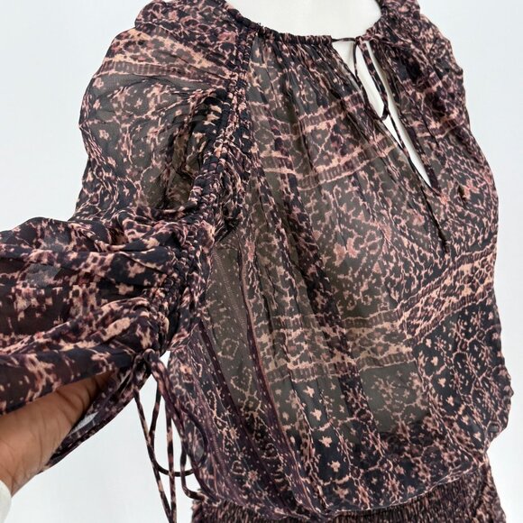 Ulla Johnson Silk Sheer Smocked Dress Size 2 - Picture 3 of 6